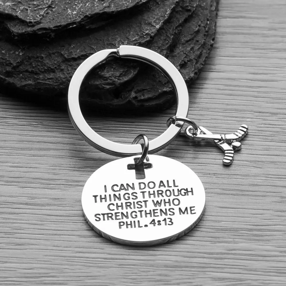 Ice Hockey Keychain- I Can Do All Things Through Christ