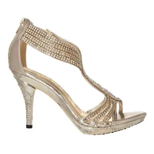 Jazz Open Toe High Heel Strappy Diamante Sandal