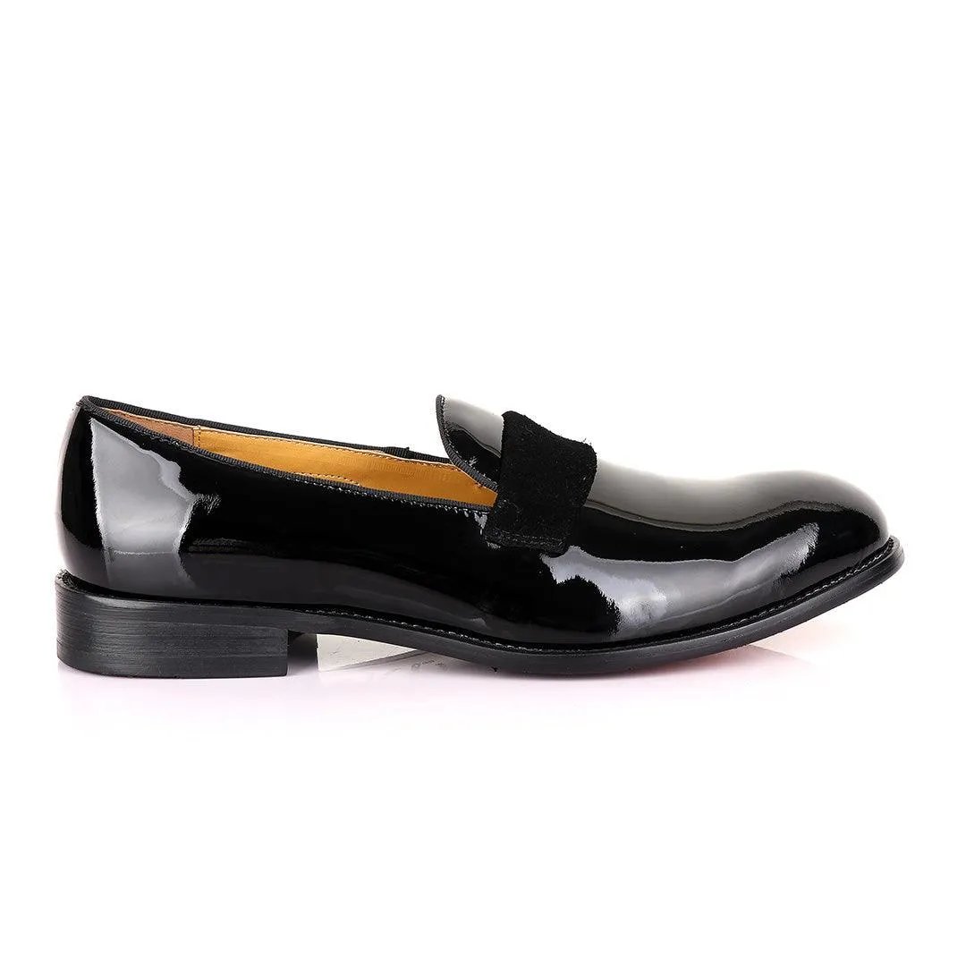 John Mendson Patent Wetlips Black Tape Loafers Shoe