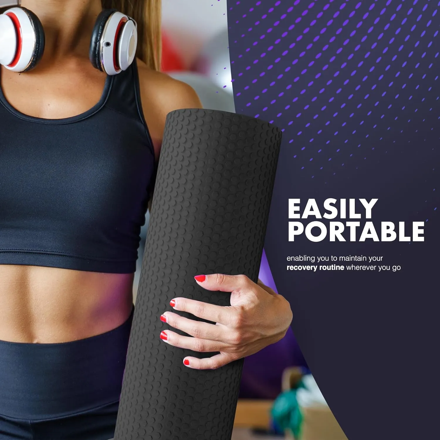 KAYMAN Sports Foam Roller – Deep Tissue Muscle Tension Relief & Circulation Boost | Portable & Lightweight Self Massager for Back, Legs, Gym, Pilates & Yoga | EVA Foam