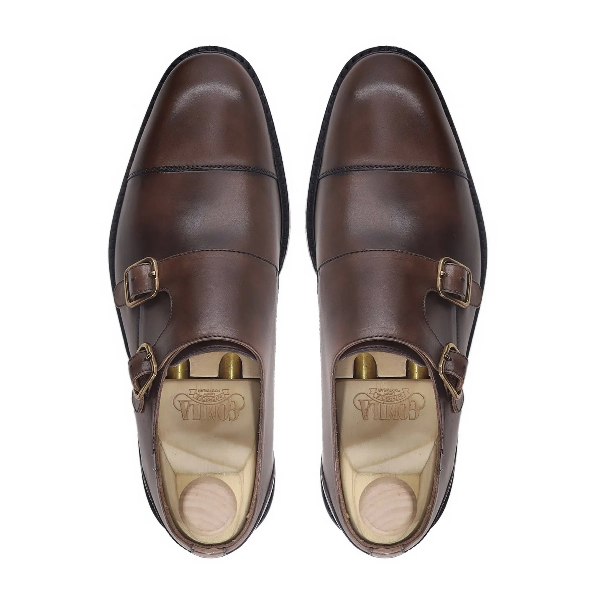 Kinsey - Men's Dark Brown Calf Leather Double Monkstrap