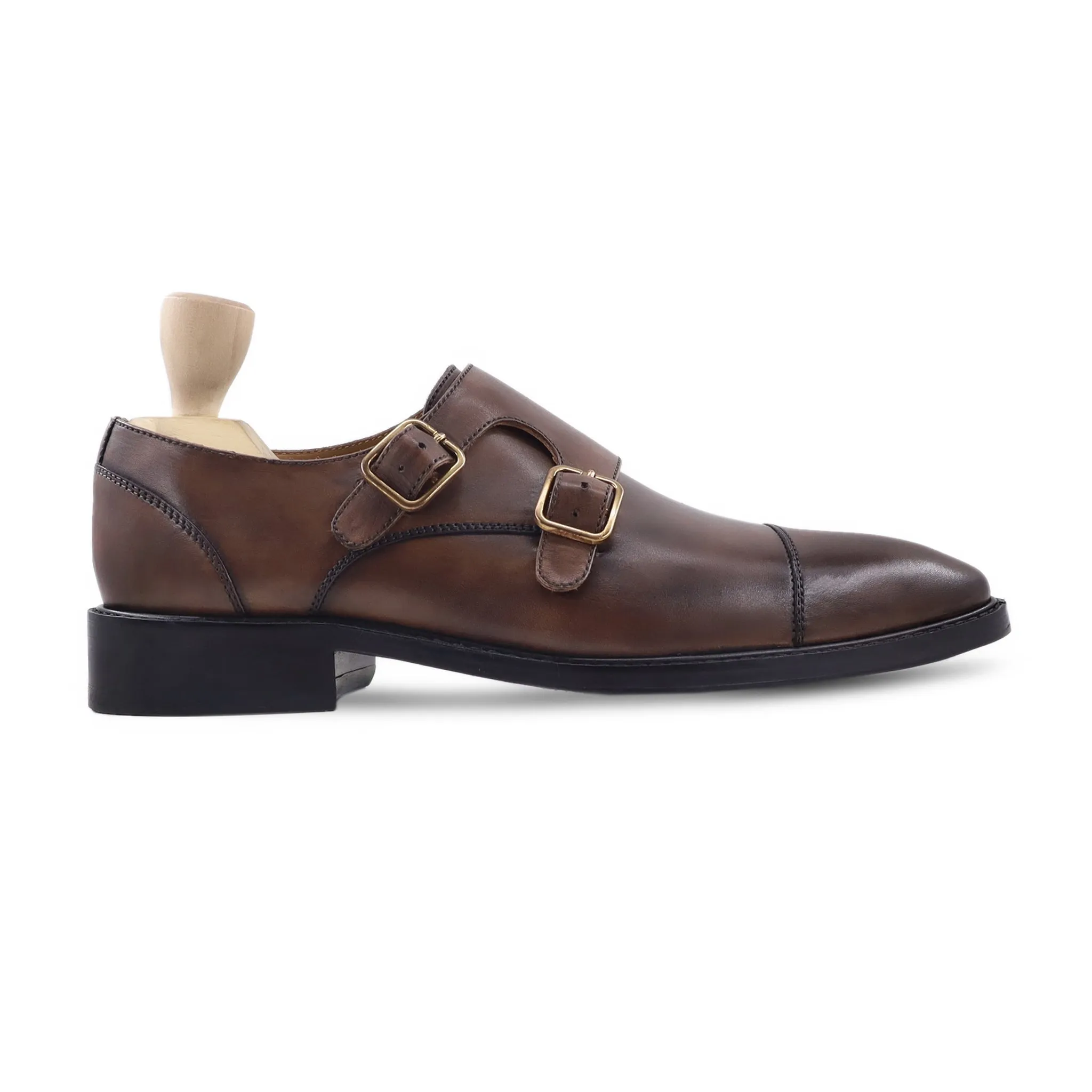 Kinsey - Men's Dark Brown Calf Leather Double Monkstrap