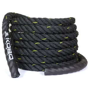 Kobo Rope Pro Black Professional Battle Rope Exercise Bottle Rope Gym 1.5-inch Thick (30 Feet)