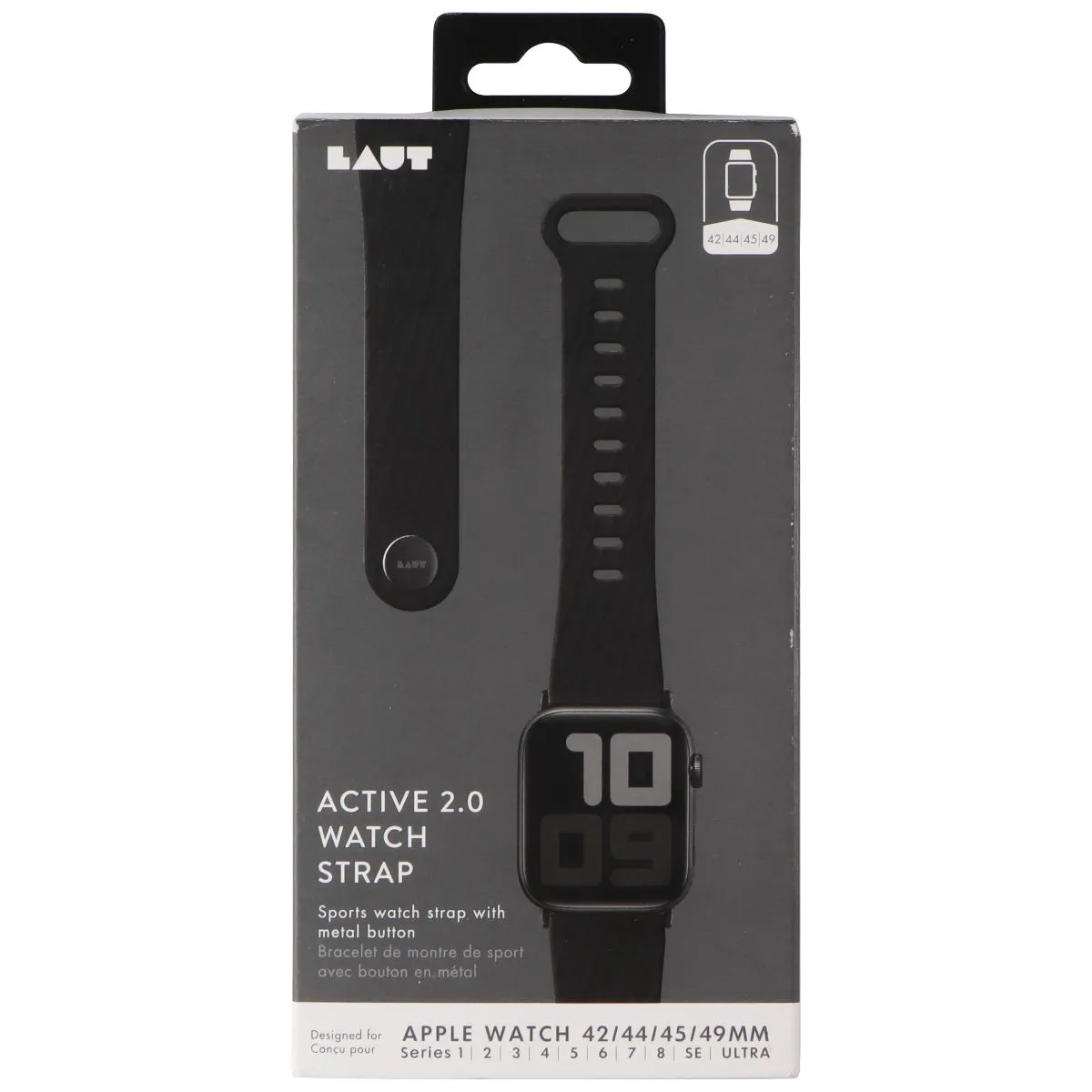 LAUT - Active 2.0 Watch Strap for apple Watch 42/44/45/49 All Series - Black