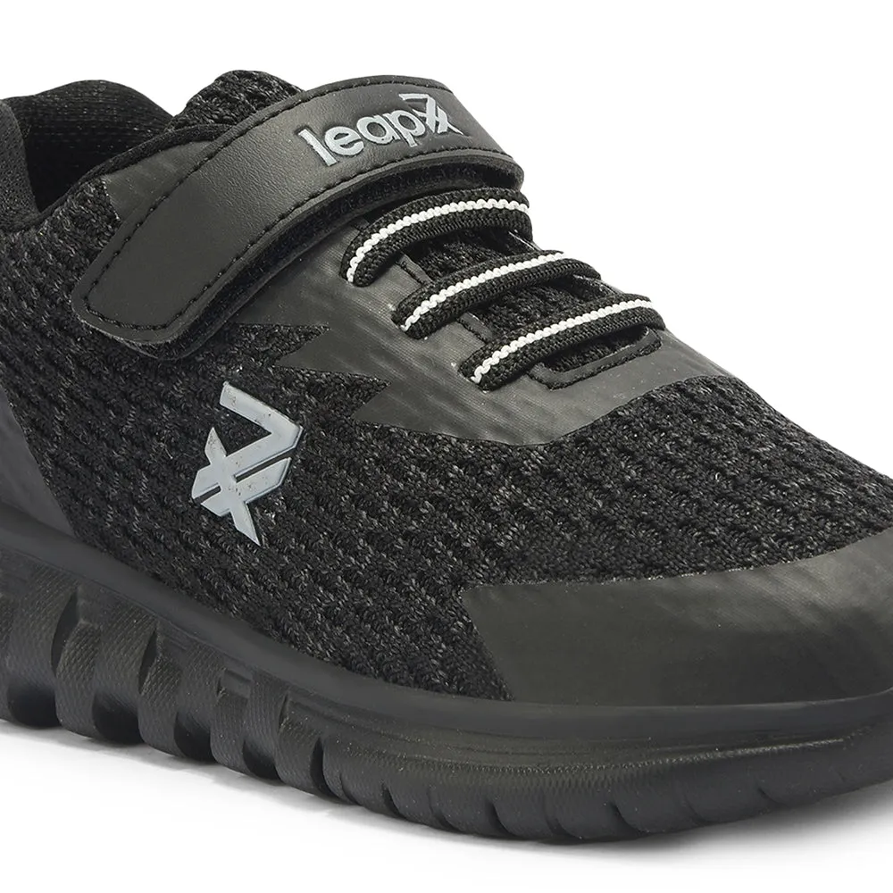 Leap7x By Liberty Kids RIDER-15E Black Sports Non Lacing Shoes