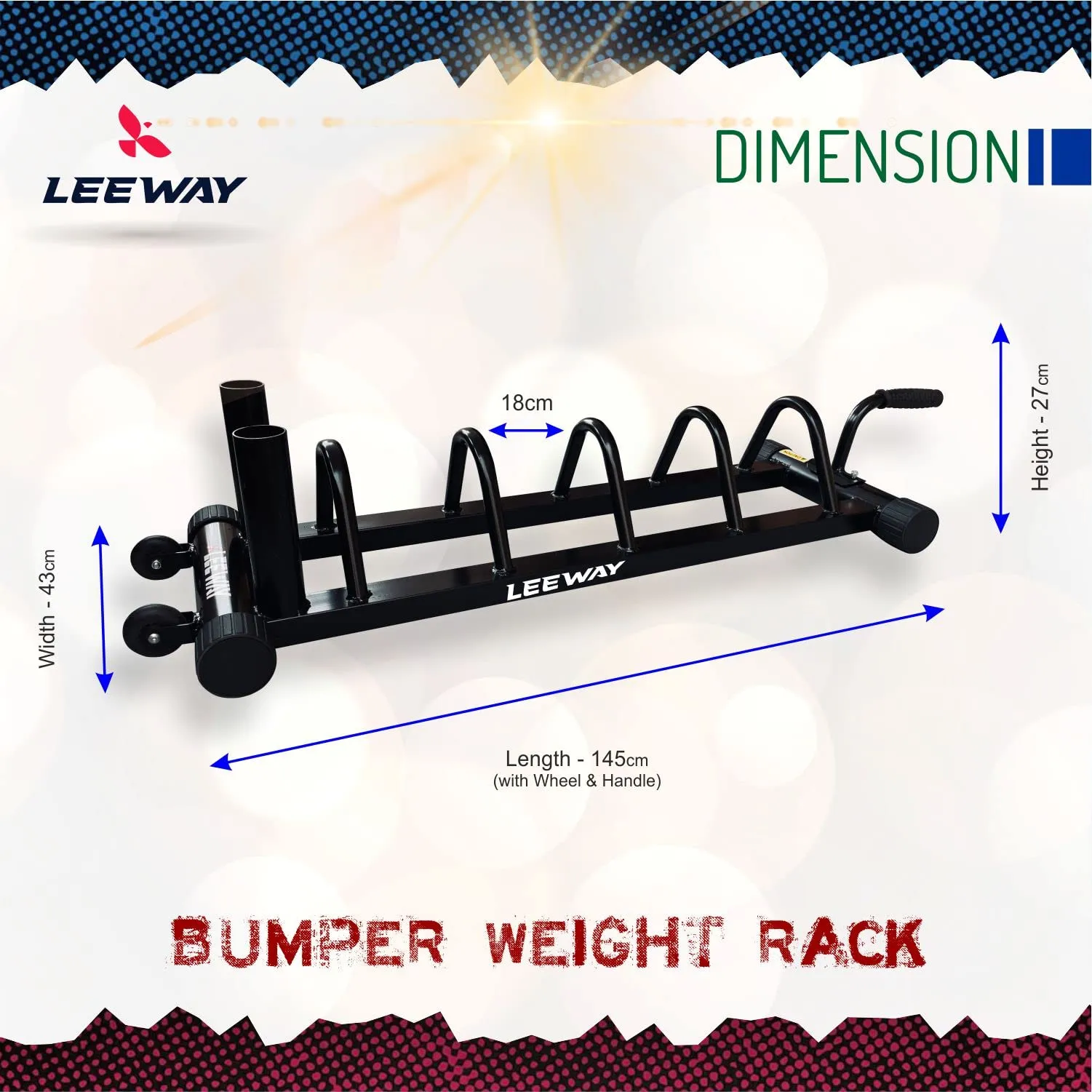 LEEWAY Olympic Bar and Bumper Weight Plates Storage Rack, Plate Stand and bar Holder, Weight Plate Rack with Barbell Holders, Weight Plate Organizer Compact Exercise Equipment Storage Rack