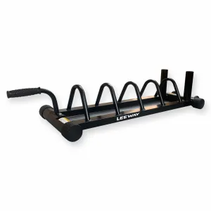 LEEWAY Olympic Bar and Bumper Weight Plates Storage Rack, Plate Stand and bar Holder, Weight Plate Rack with Barbell Holders, Weight Plate Organizer Compact Exercise Equipment Storage Rack