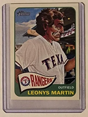 Leonys Martin Old Man Rangers Original Collage Baseball Card Art by Pat Riot