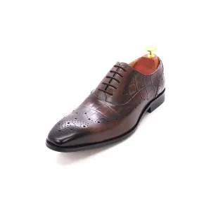 Luxury CrocLeather Brogue Oxford Dress Shoes