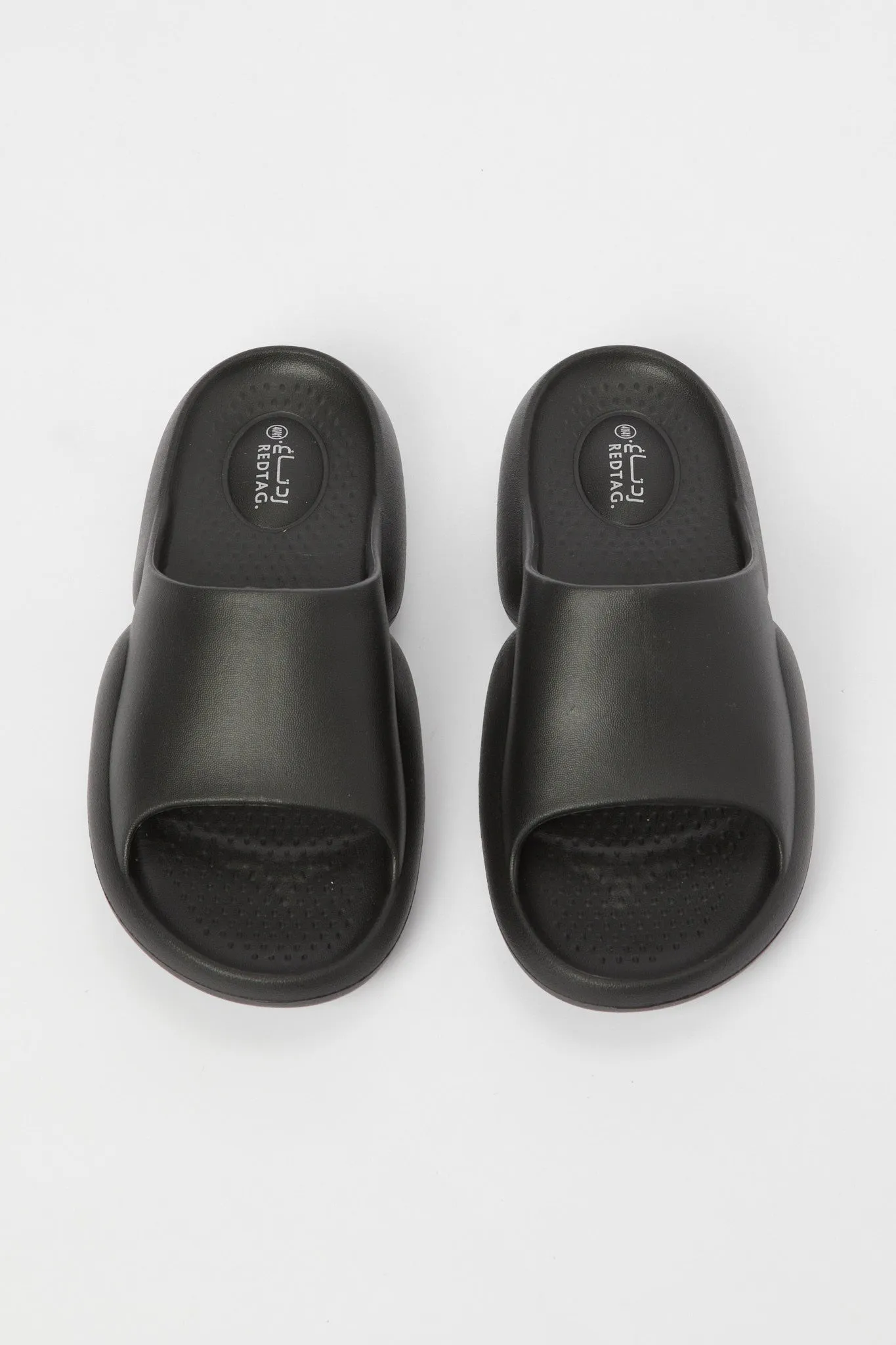 Men Black Moulded Platform Slide