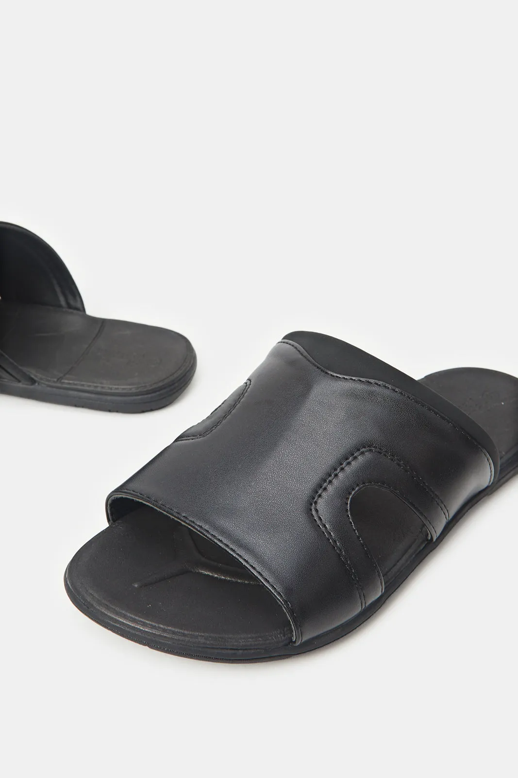 Men Black Slide Sandals