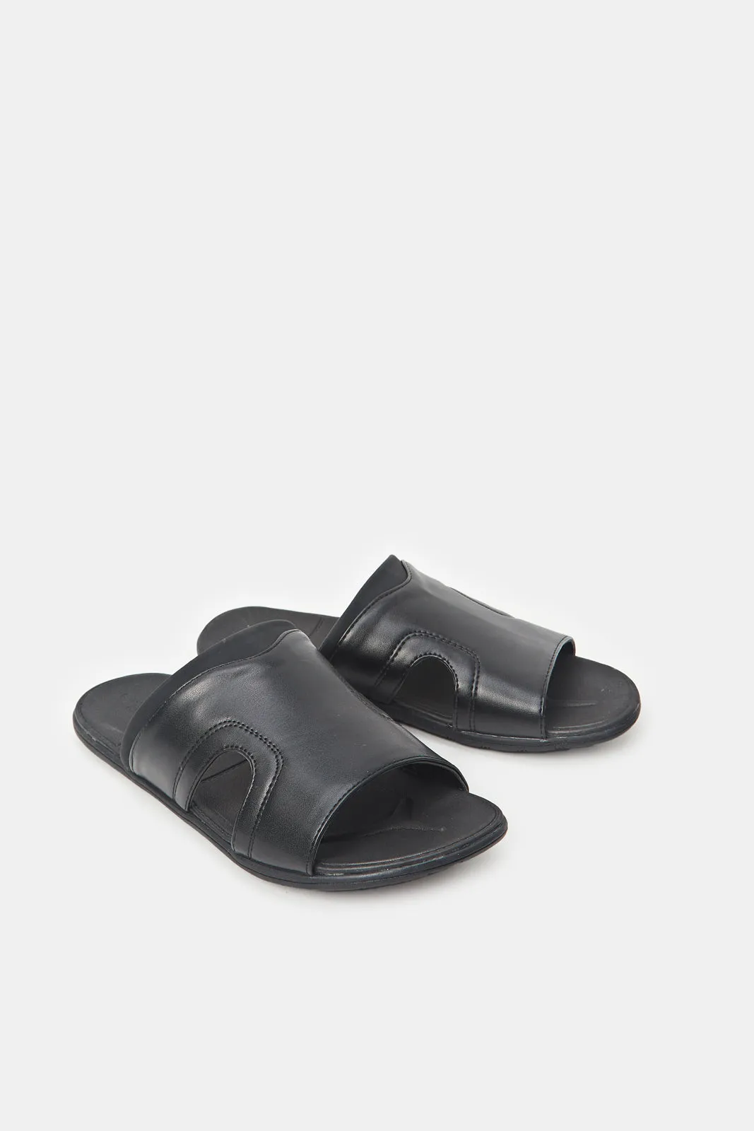 Men Black Slide Sandals