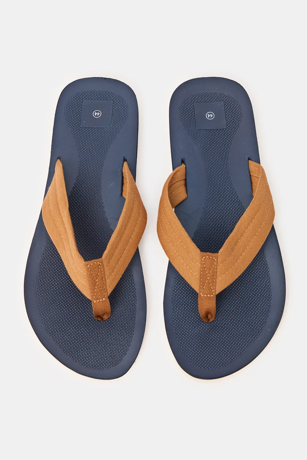 Men Brown And Navy Toe Post Flip Flop