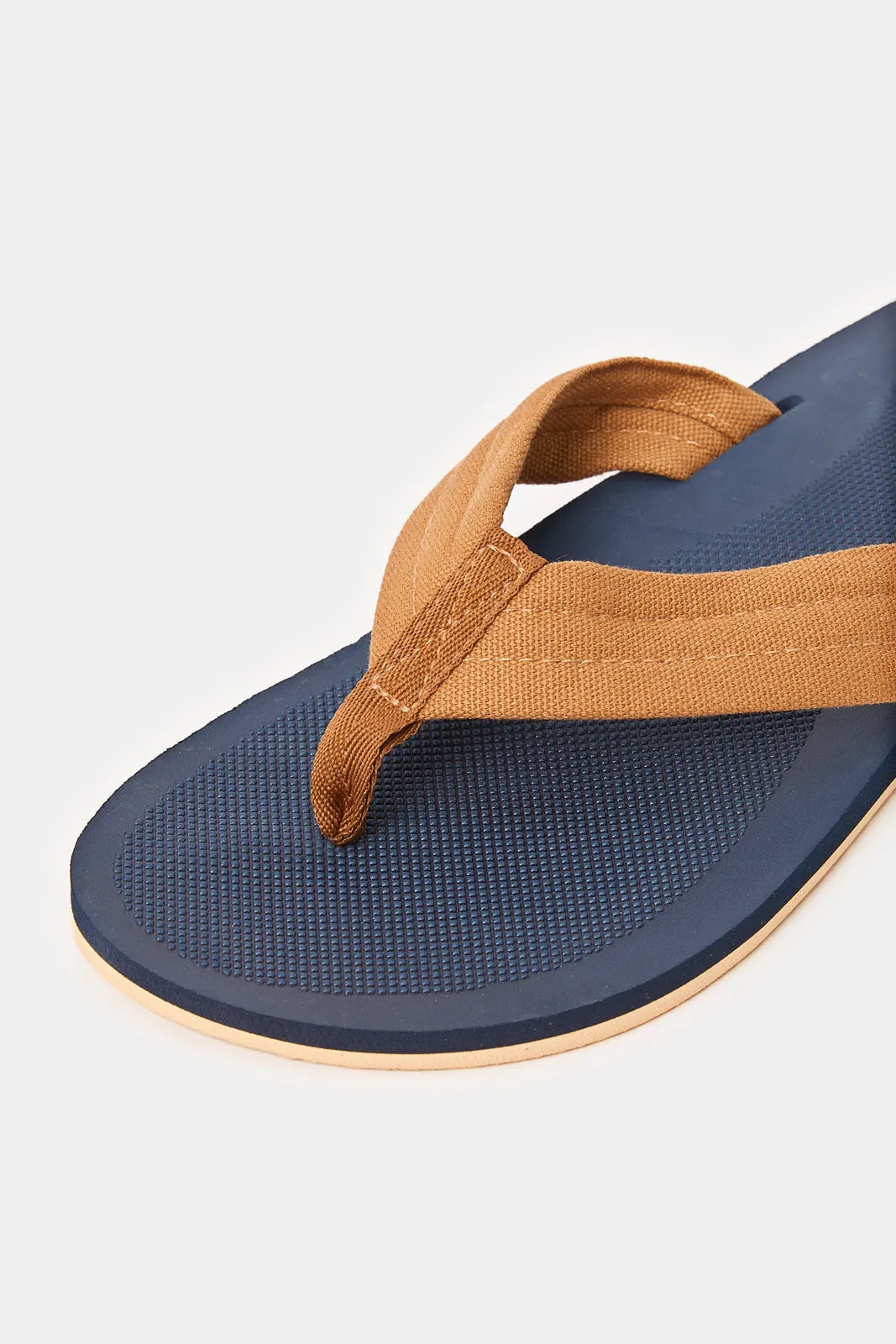 Men Brown And Navy Toe Post Flip Flop