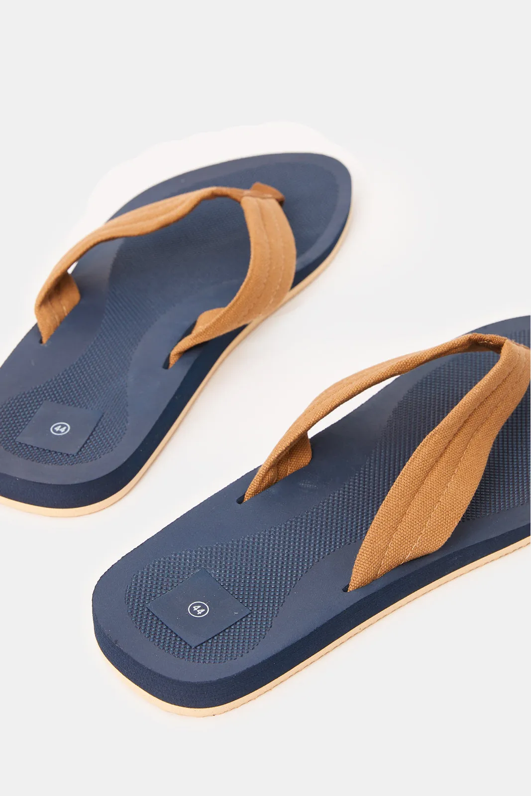 Men Brown And Navy Toe Post Flip Flop