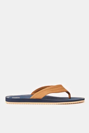 Men Brown And Navy Toe Post Flip Flop