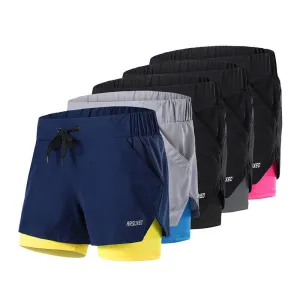 Men's 2-in-1 Sports Running Shorts Quick-dry Breathable Soft Fitness Gym Yoga Cycling Short Pants