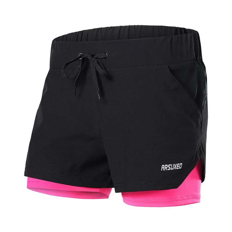 Men's 2-in-1 Sports Running Shorts Quick-dry Breathable Soft Fitness Gym Yoga Cycling Short Pants