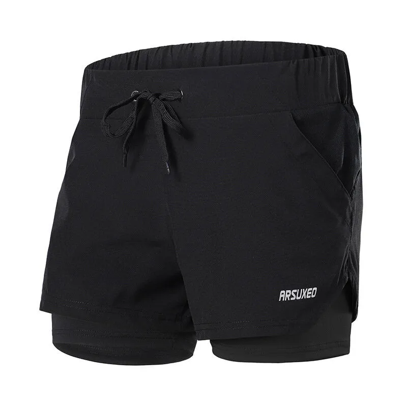 Men's 2-in-1 Sports Running Shorts Quick-dry Breathable Soft Fitness Gym Yoga Cycling Short Pants