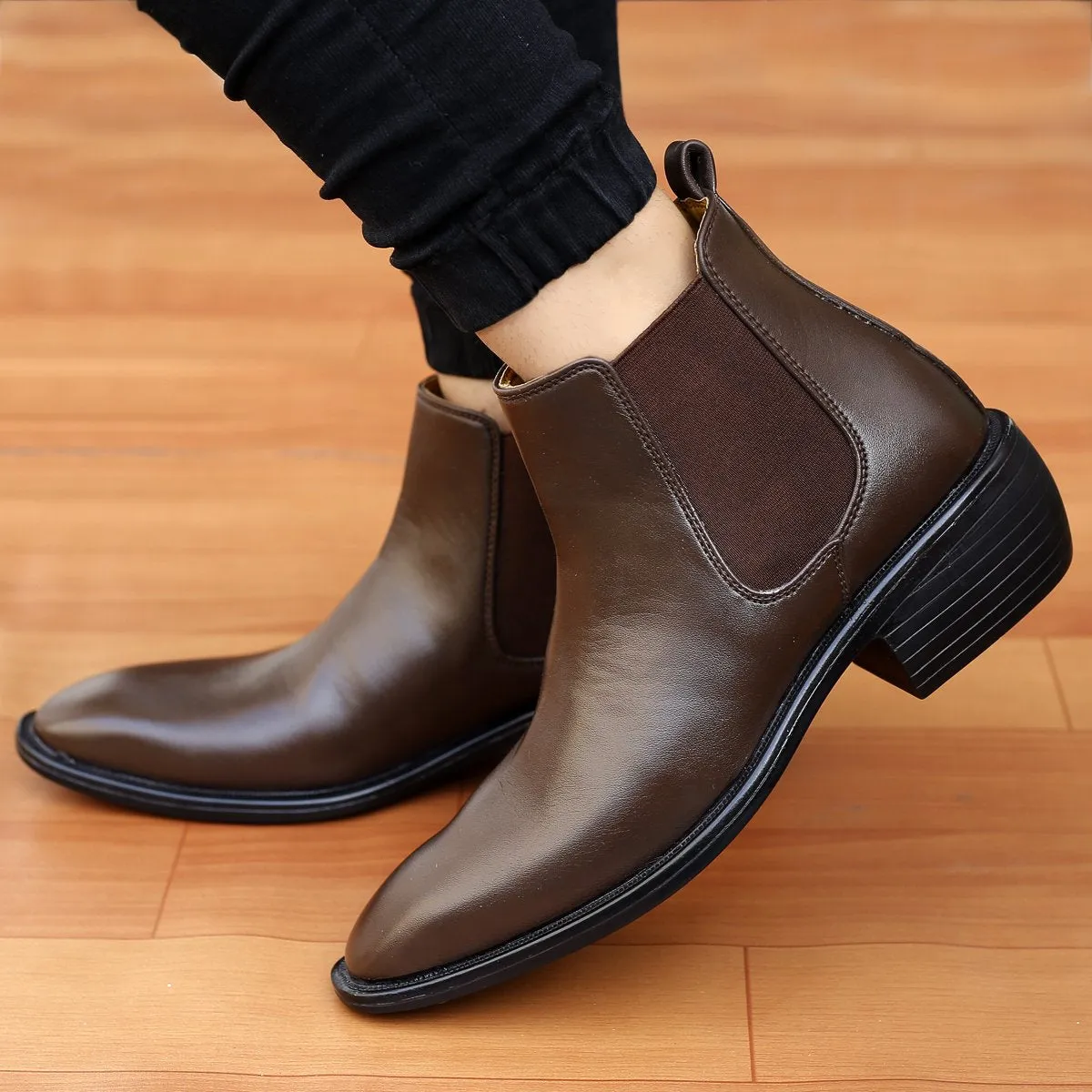 Men's Stylish Hidden Height Formal and Casual Wear British Chelsea Ankle Boots