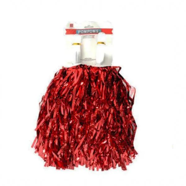 Metallic Cheerleader Pom Pom - Red