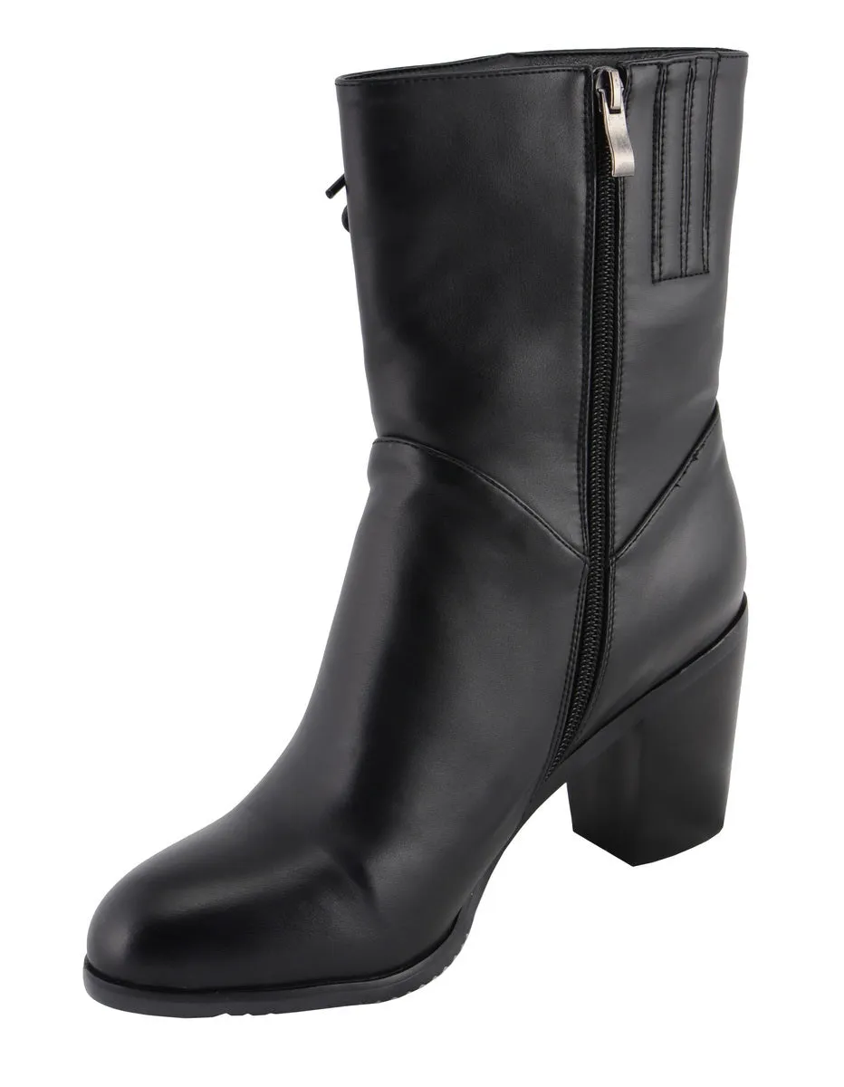 Milwaukee Leather Women's Black Lace-Side Fashion Motorcycle Riding Boots MBL9436