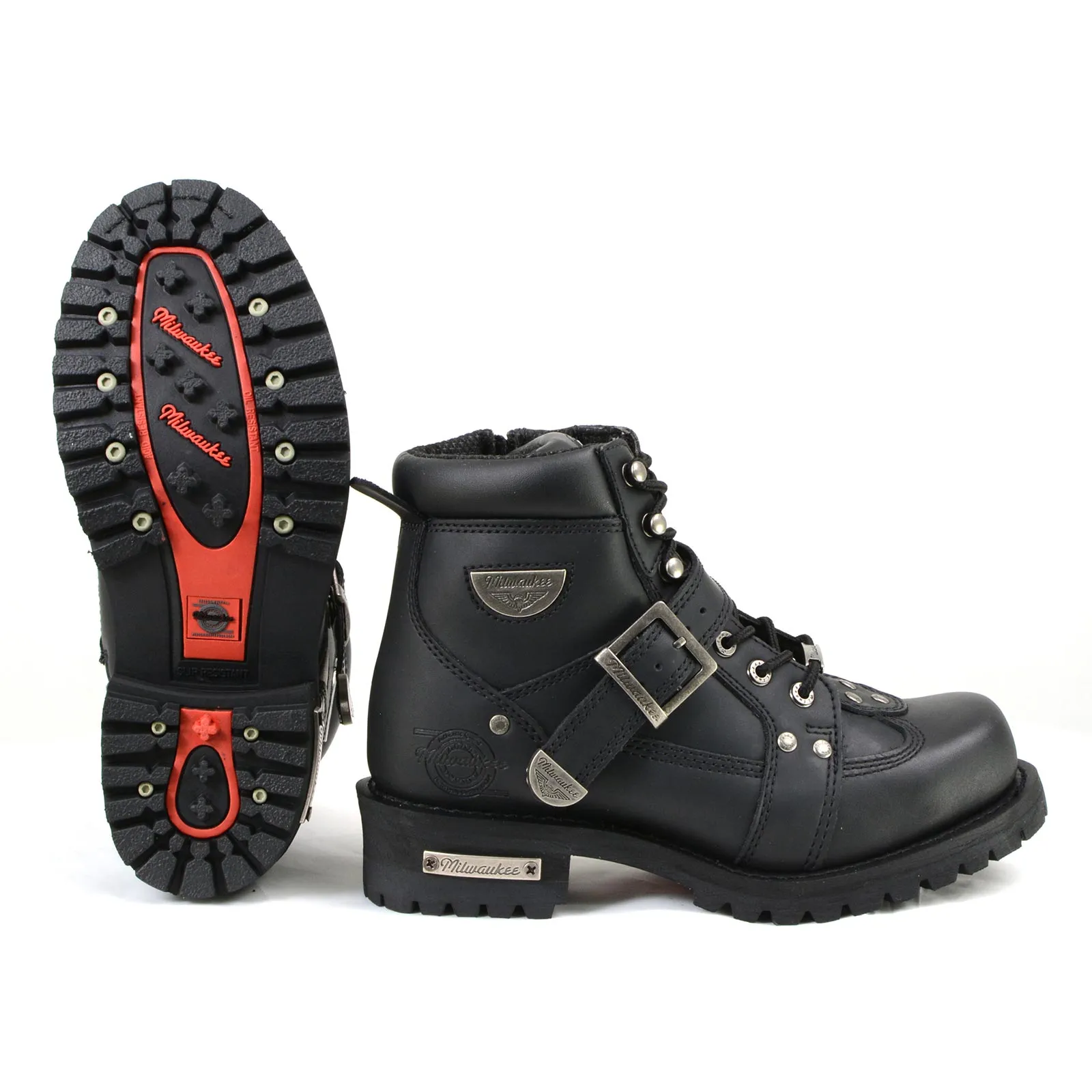 Milwaukee Motorcycle Clothing Company MB433 Men's Black Road Captain Motorcycle Leather Boots