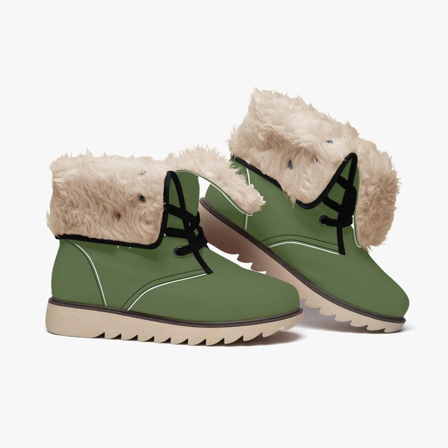 MISHA Cotton-pad Fur Lining Boots - Olive