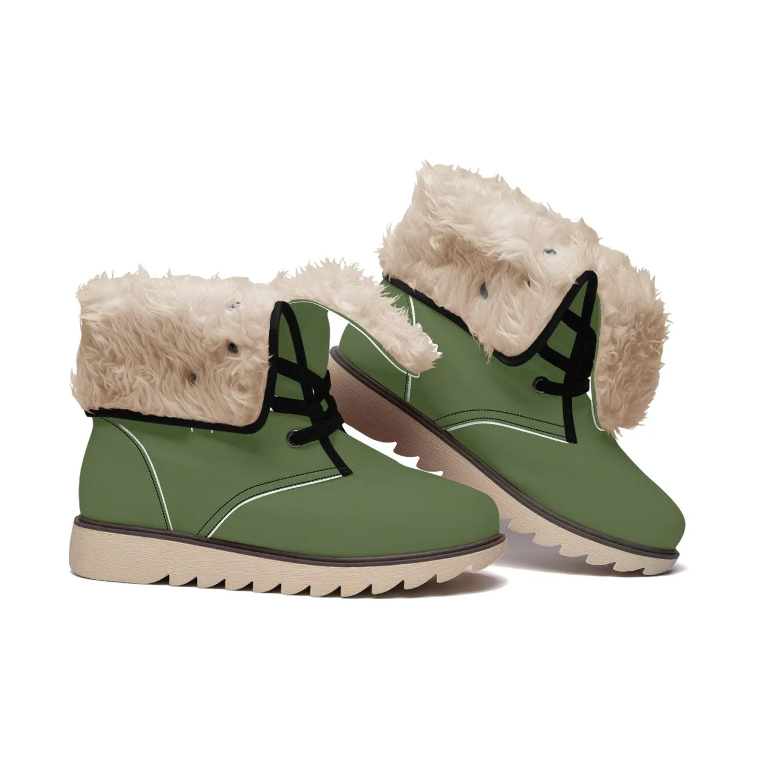 MISHA Cotton-pad Fur Lining Boots - Olive