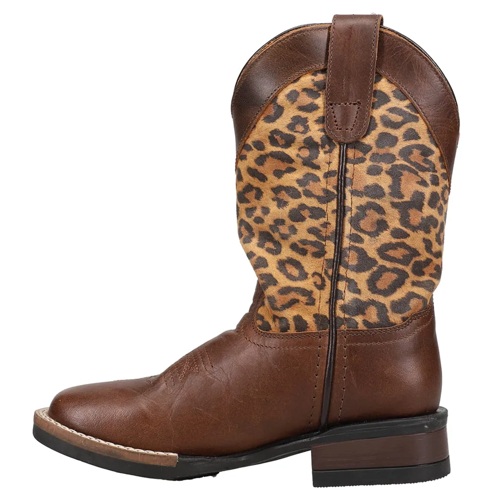 Monterey Leopard Square Toe Cowboy Boots (Little Kid)