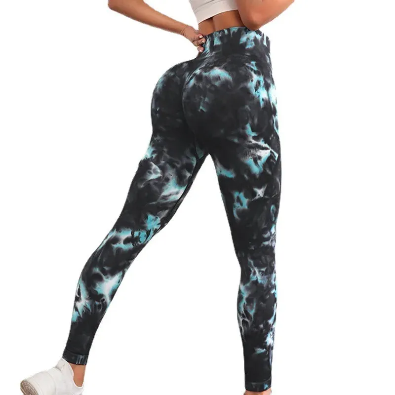 New 3D Print Tie Dye Sports Pants Women Seamless  Leggings High Waist Fitness Push Up Leggings Gym Clothing Workout Tights