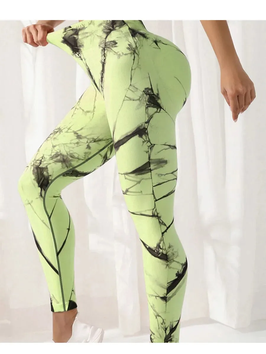 New 3D Print Tie Dye Sports Pants Women Seamless  Leggings High Waist Fitness Push Up Leggings Gym Clothing Workout Tights