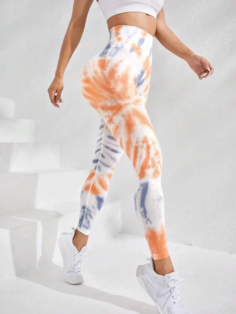 New 3D Print Tie Dye Sports Pants Women Seamless  Leggings High Waist Fitness Push Up Leggings Gym Clothing Workout Tights