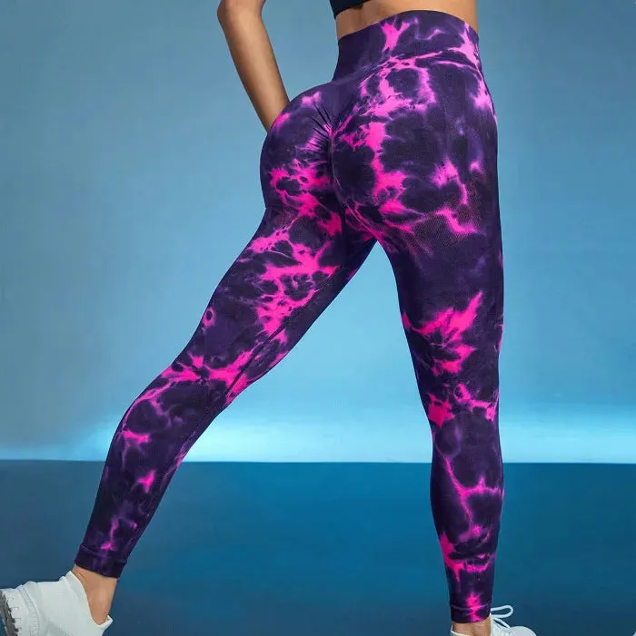 New 3D Print Tie Dye Sports Pants Women Seamless  Leggings High Waist Fitness Push Up Leggings Gym Clothing Workout Tights