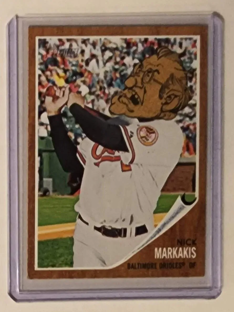 Nick Markakis Old Man Orioles Original Collage Baseball Card Art by Pat Riot