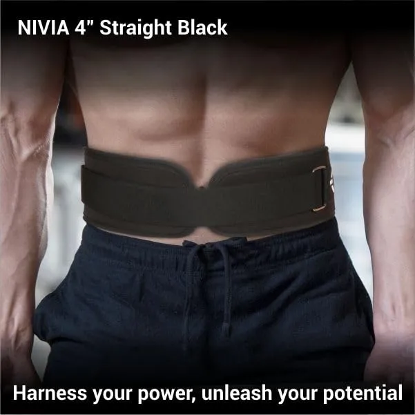 NIVIA 4" Straight Back Weightlifting Gym Belt for Back Support for Men and Women/Workout and Powerlifting for Gym Workout & Deadlift/Sports Equipment (4" WIDE)