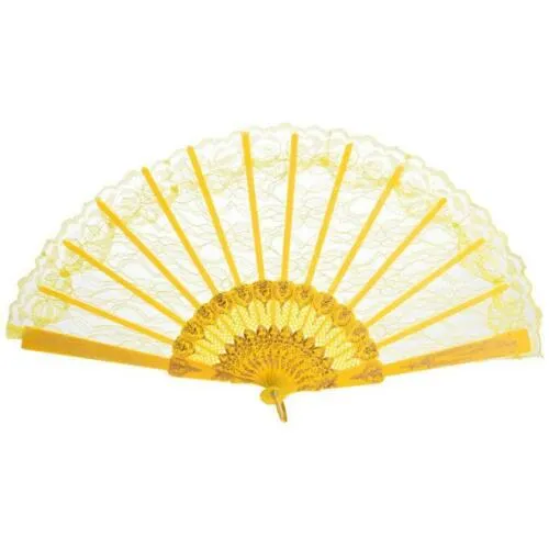 Party Lace Fan - Yellow