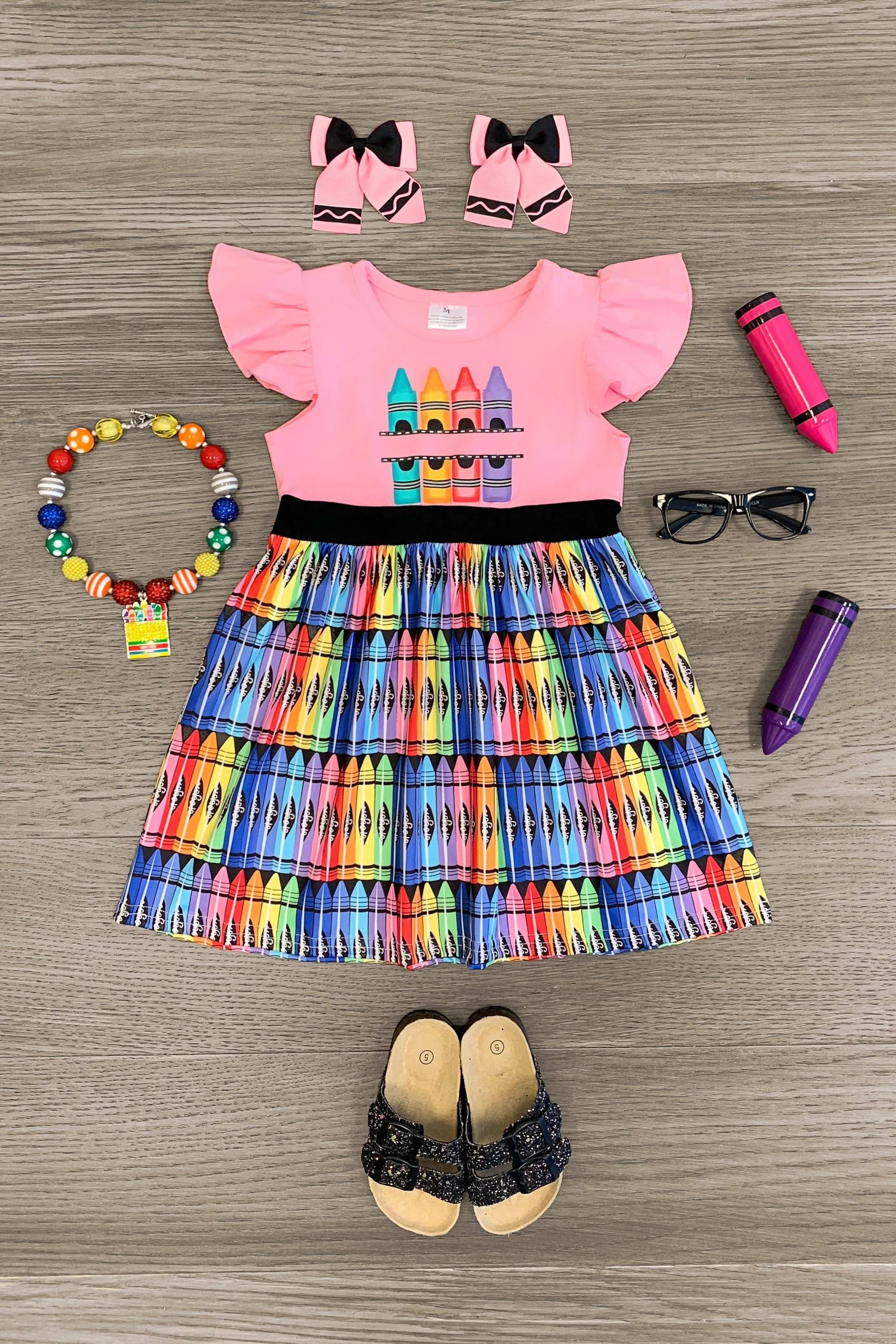 Pink Rainbow Crayon Dress