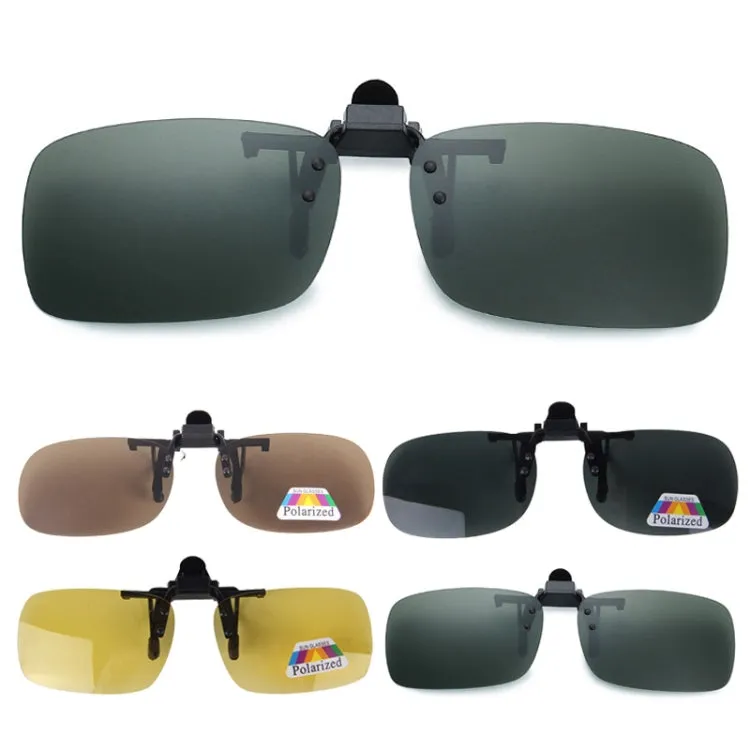 Polarized Clip-on Flip Up Plastic Clip Sunglasses Lenses Glasses Unbreakable Driving Fishing Outdoor Sport(Green)