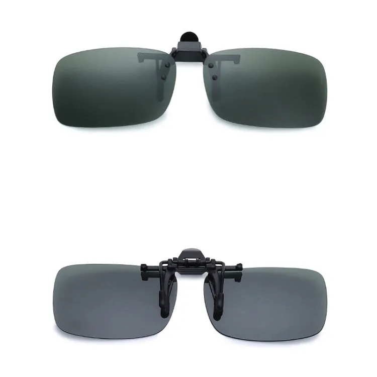 Polarized Clip-on Flip Up Plastic Clip Sunglasses Lenses Glasses Unbreakable Driving Fishing Outdoor Sport(Green)