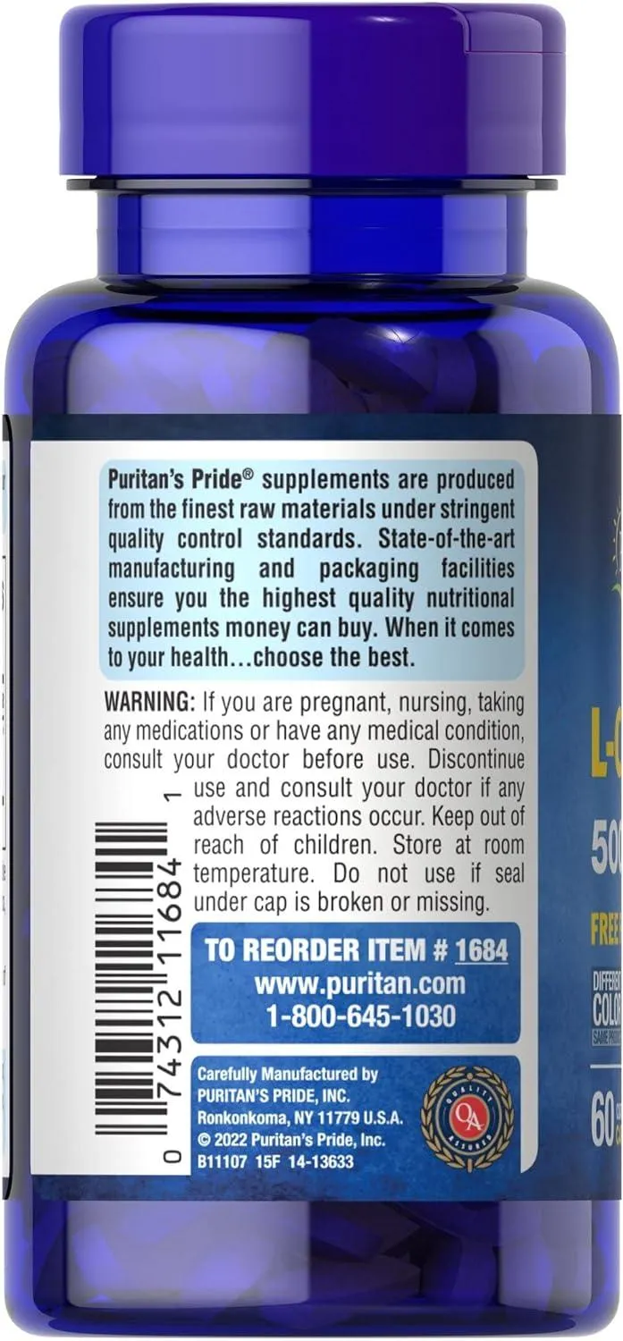 Puritan's Pride L-Carnitine - 500mg,60s