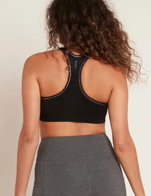 Racerback Sports Bra - Black/Silver Stitch