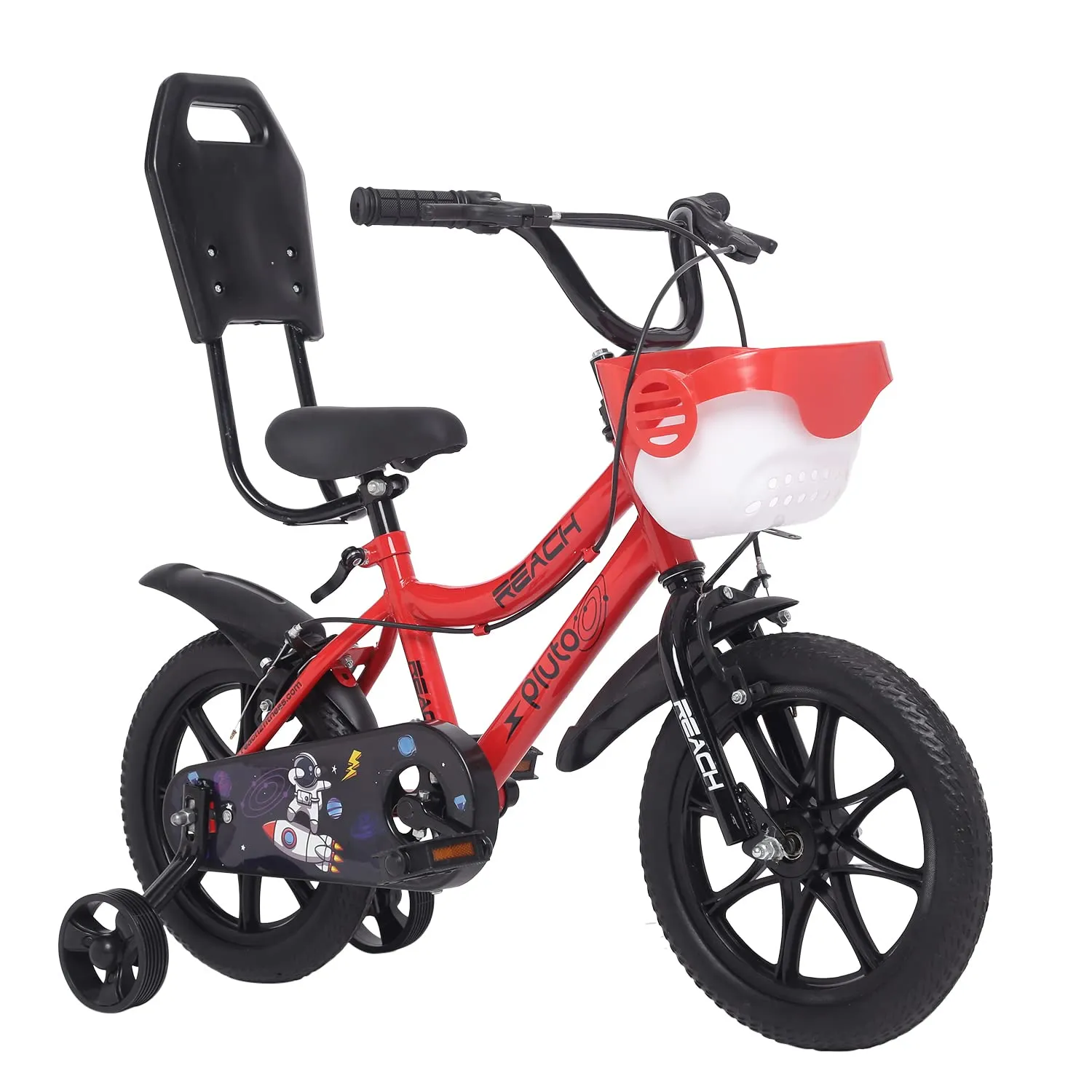 Reach Pluto 14T Juniors Kids Cycle with ‎Training Wheels, for Boys & Girls | 90% Assembled | Frame Size:12 Inch | Ideal for Height: 3 ft   | Ideal for Ages 2-5 Years