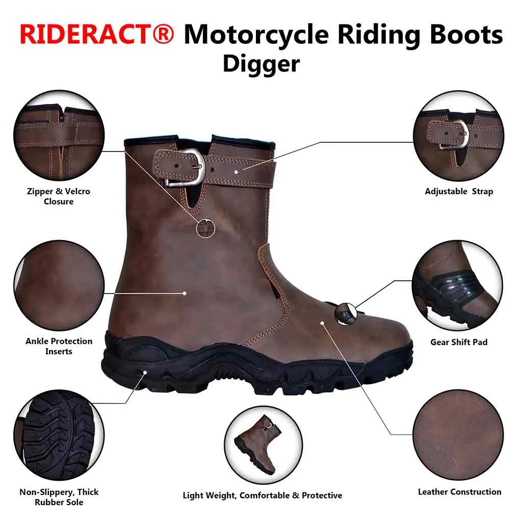 RIDERACT® Men Motorcycle Boots Digger Riding Motorbike Boots