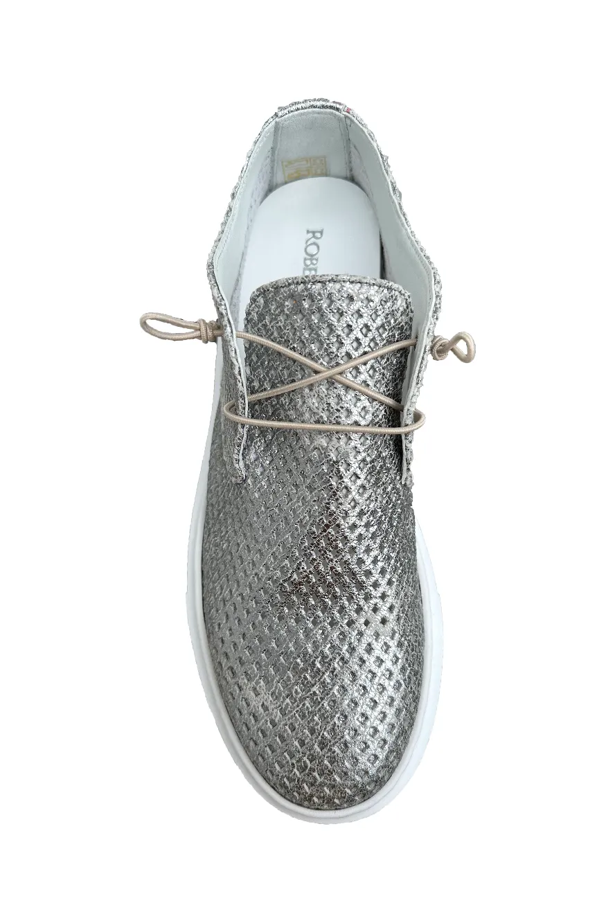 Robertson Madison Pat Perforated Metallic Lace Up 49.168.009 | Rombo Argento (Pewter Metallic)