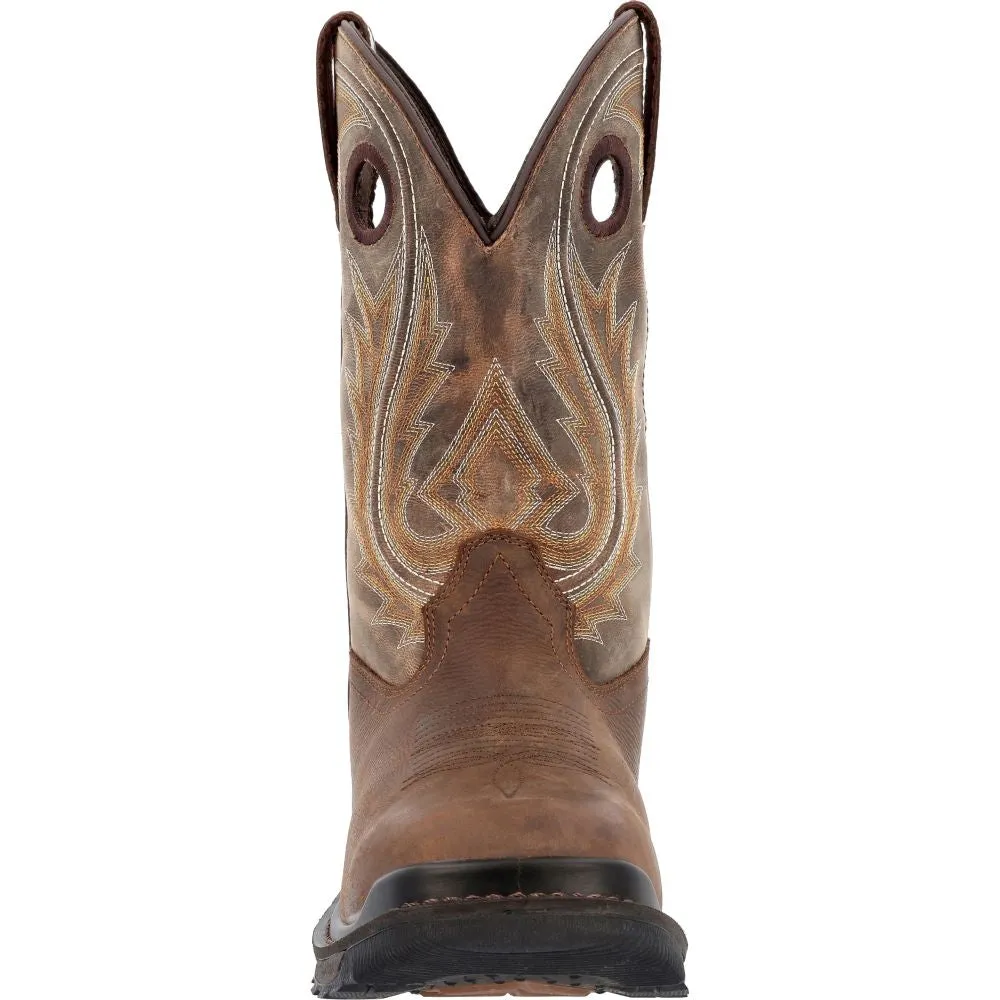 'Rocky' Men's 11" Ram's Horn EH Western Square Toe - Western Dark Brown