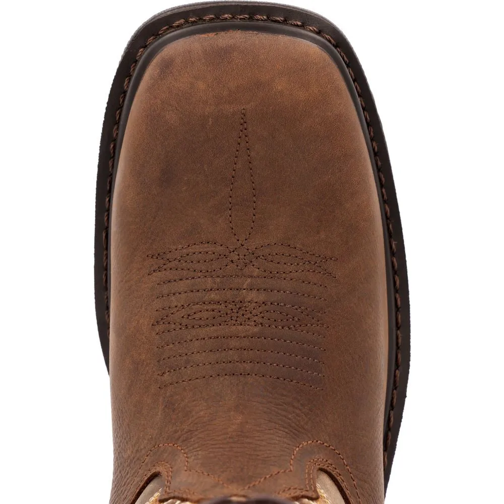 'Rocky' Men's 11" Ram's Horn EH Western Square Toe - Western Dark Brown