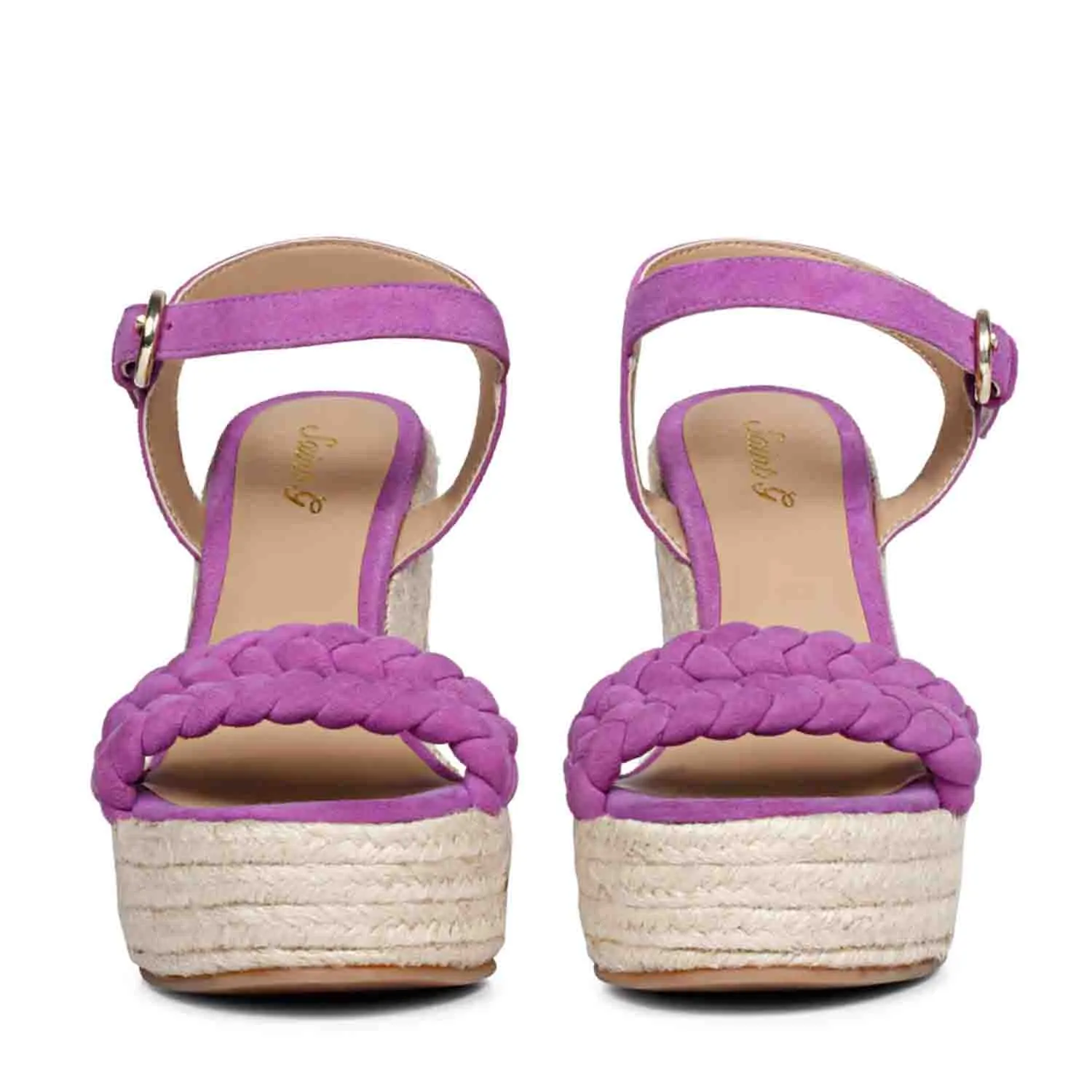 Saint Clarisse Woven Purple Suede Leather Wedge Heels