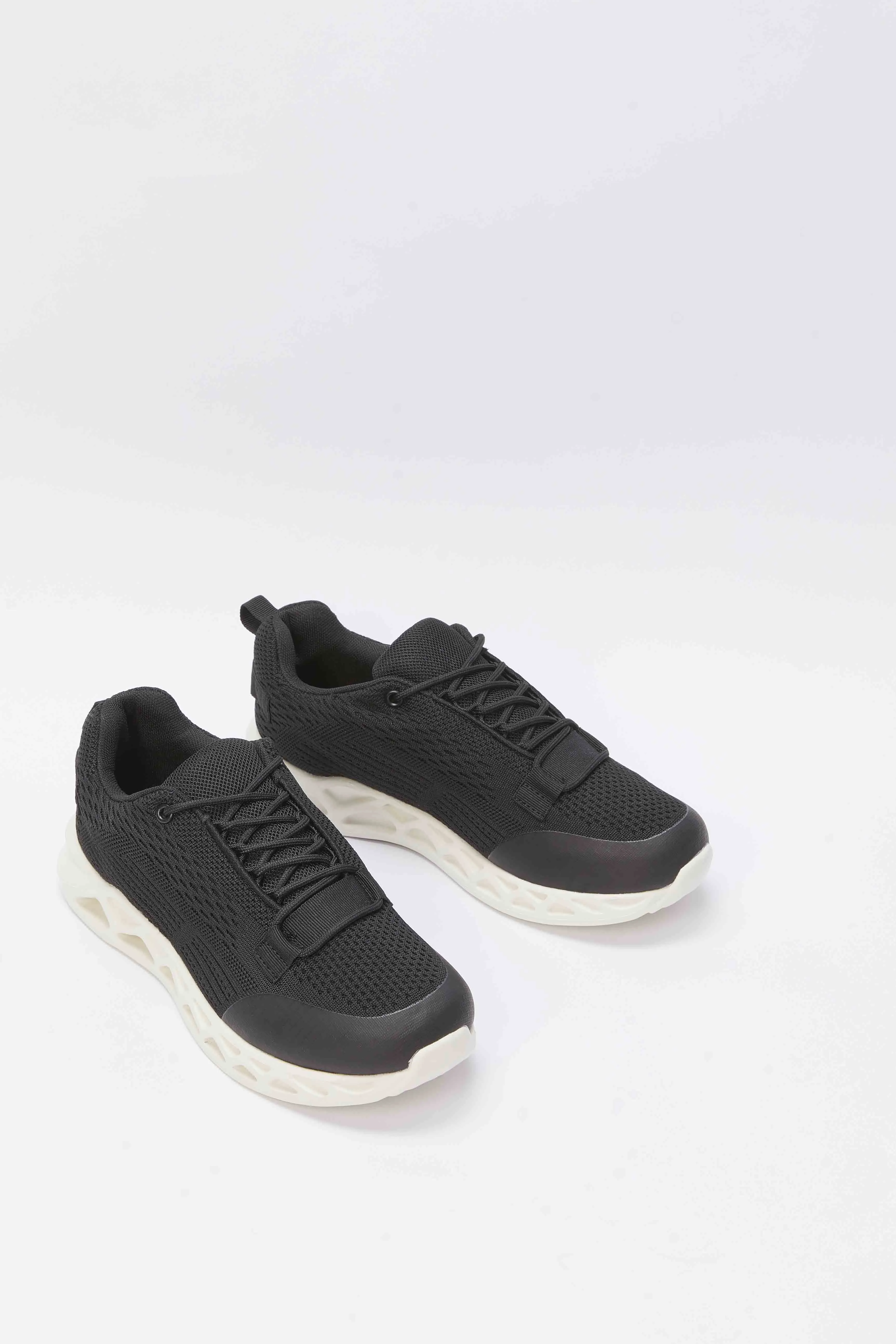 Senior Boys Black Knitted Sneaker