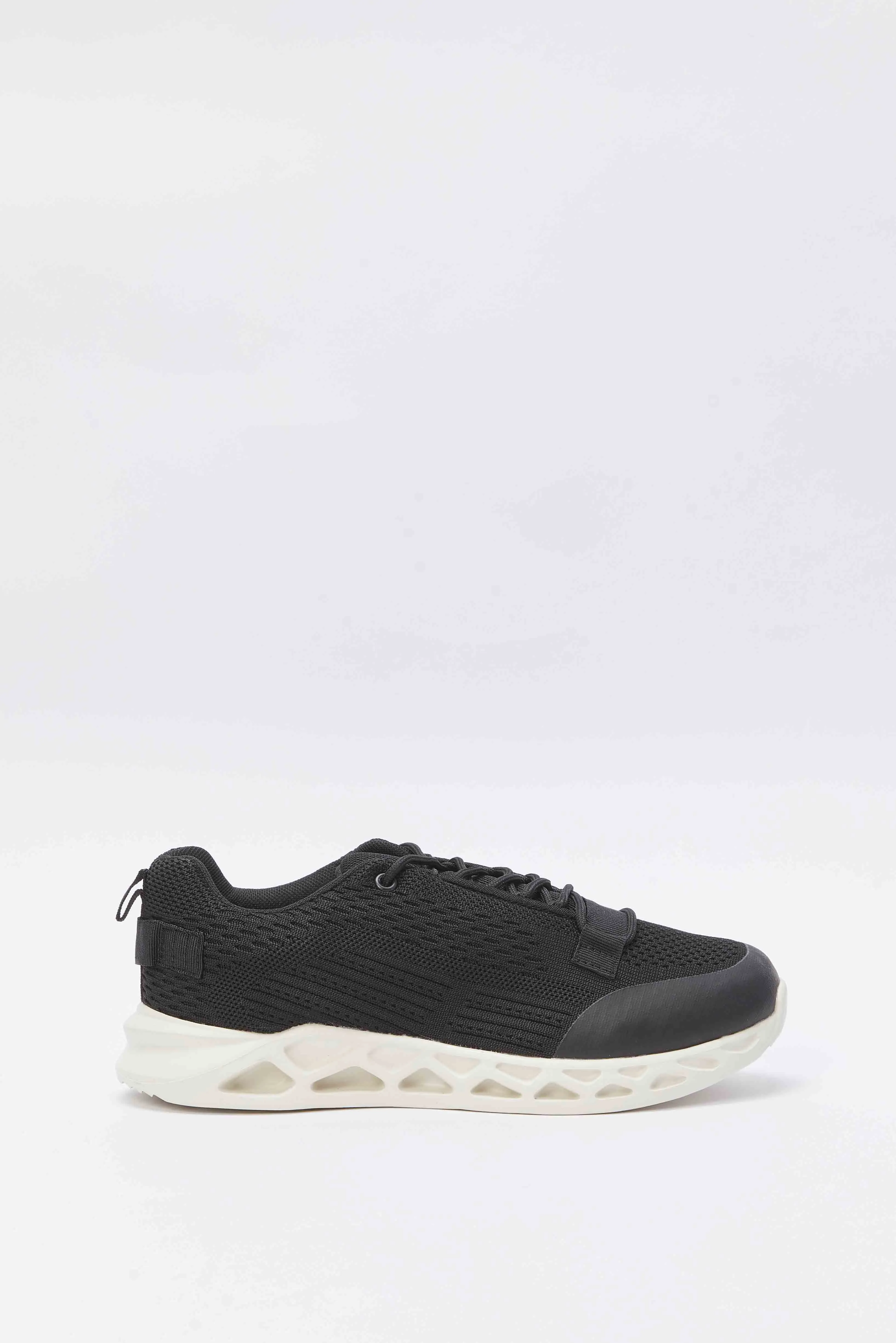 Senior Boys Black Knitted Sneaker